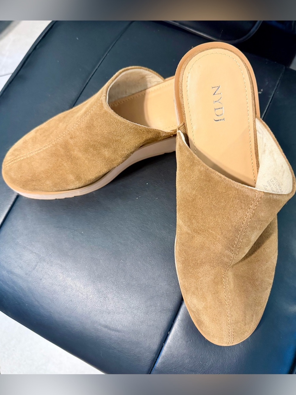 NYDJ Suede Leather Brown Slip On Mules Sz 10 New